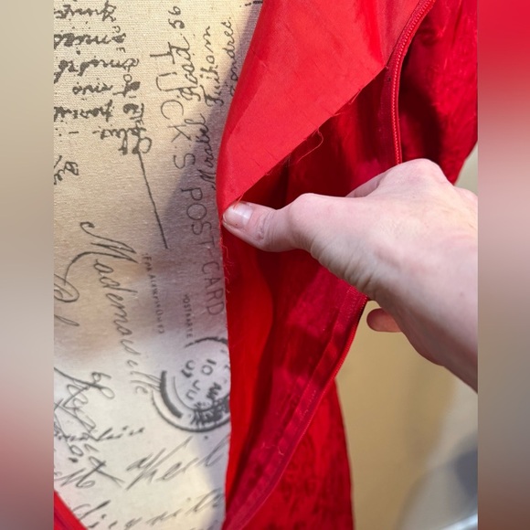 Carolyne Roehm for Neiman Marcus Vintage Dress Sz 8 Red Floral Puff Sleeves - Picture 10 of 13